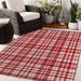 Red/White 48 x 0.08 in Area Rug - Gracie Oaks Avont Plaid Indoor/Outdoor Area Rug Polyester | 48 W x 0.08 D in | Wayfair