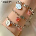 Foxanry Argent Couleur Bracelet pour les Femmes Nouveau À La Mode Élégant Créatif Bonne Chance Rose