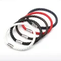 Bracelet en cuir multicolore pour homme Design Simple boutons en acier inoxydable bracelets pour