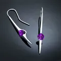 Boucles d'oreilles pendantes à longue tige pour femmes bijoux avec strass vert violet cadeaux