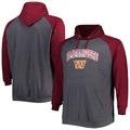 Men's Fanatics Branded Burgundy/Heathered Charcoal Washington Football Team Big & Tall Lightweight Raglan Pullover Hoodie