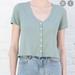 Brandy Melville Tops | Brandy Melville Green Paige Ruffle Top | Color: Green | Size: Os