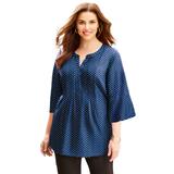 Plus Size Women's GEORGETTE PINTUCK BLOUSE by Catherines in Blue Dot (Size 2X)