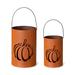 Glitzhome Set of 2 Halloween Metal Bucket Lanterns