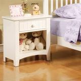 Wooden Nightstand With One Drawer In White Finish,Contemporary