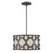 Hinkley Carter Collection Three Light Foyer, Weathered Bronze Finish w/Off-White Textured Shade Fabric in Brown/Gray/White | Wayfair 4733WBZ