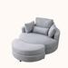 Swivel Chair - Latitude Run® Quamere 51" W Linen Swivel Chair & Ottoman Linen in Gray | 33 H x 51 W x 51 D in | Wayfair