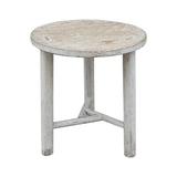 Gracie Oaks 22" H Round Distressed White Pine Indoor Vintage Side Table W/Round Legs, Home Furniture in Green/White | 22 H x 20 W x 20 D in | Wayfair