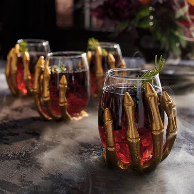 Skeleton Hand Wine Glasses, Set Of Four - Grandin Road