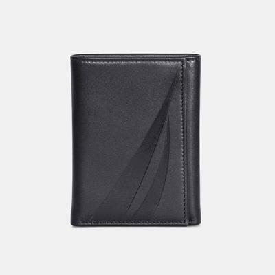 Nautica Men's Leather Trifold Wallet True Black, OS