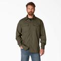 Dickies Men's Flex Ripstop Long Sleeve Shirt - Rinsed Military Green Size XL (WL703)