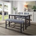 Gracie Oaks Mechra 2 Piece Counter Height Dining Set Wood/Stone/Concrete in Blue/Brown/Gray | 36 H x 36 W x 60 D in | Wayfair