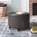 17 Stories Eqerem 24" Wide Faux Leather Round Storage Ottoman Faux Leather in Brown | 17 H x 24 W x 24 D in | Wayfair