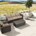 Latitude Run® Marfik 3 Piece Rattan Sofa Seating Group w/ Sunbrella Cushions in Brown | 32 H x 92.25 W x 35.25 D in | Outdoor Furniture | Wayfair
