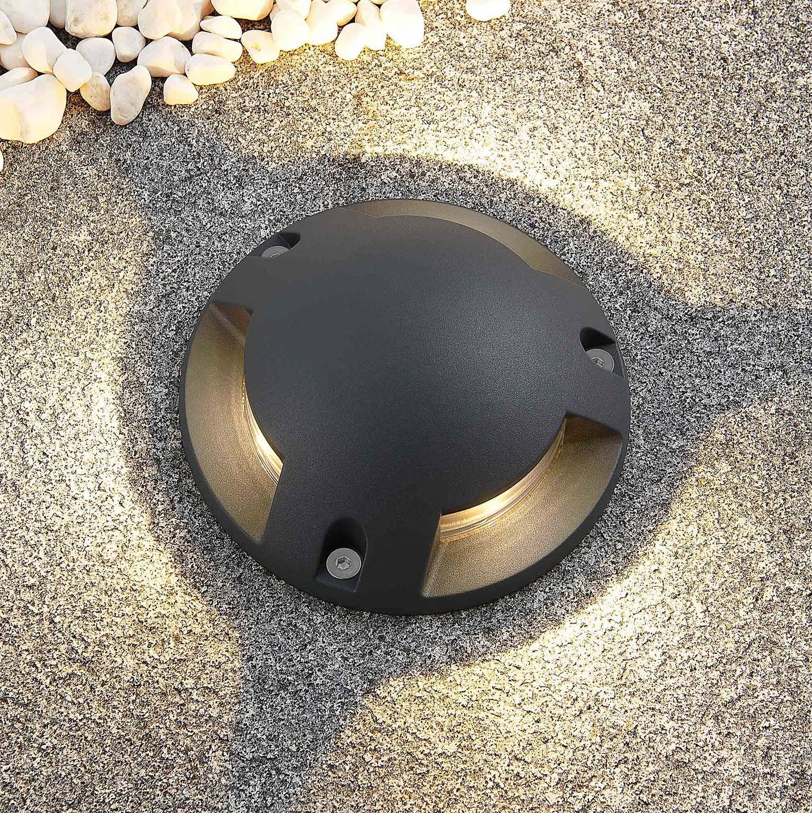 Lindby Huban LED-Bodenstrahler, dreiflammig, schwarz, Aluminium, Modern, LED Außenleuchte