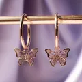 Huitan – boucles d'oreilles en forme de papillon pour femme bijou délicat couleur or Rose joli