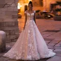 Fmogl – robe de mariée de princesse en dentelle Sexy dos nu manches cape Appliques de fleurs