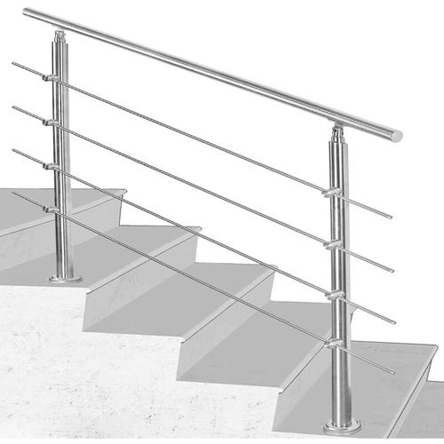 Edelstahl Handlauf Geländer Treppengeländer 160 cm mit 4 Querstreben Montagematerial Wandhandlauf