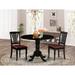 East West Furniture Piece Dining Set- a Round Dining Room Table with Dropleaf and 2 Faux Leather Kitchen Chairs,Black