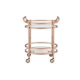 Lakelyn Kitchen Serving Cart with 2 Shelves, Rose Gold & Clear Glass