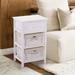 Wooden Nightstand With One Drawer Nightstand with Two Removable Baskets,White