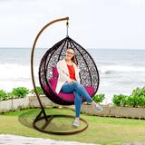 Hello Laura Outdoor Nesting Patio Swing Chair Wicker Plastic Lounge Chair