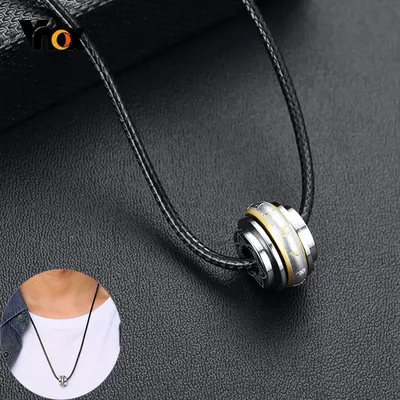 Vnox – collier de perles porte-bonheur pour hommes pendentif porte-bonheur en acier inoxydable