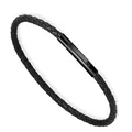 JOLink-Bracelet en fil d'acier tressé en cuir rond noir pour homme bracelets à breloques
