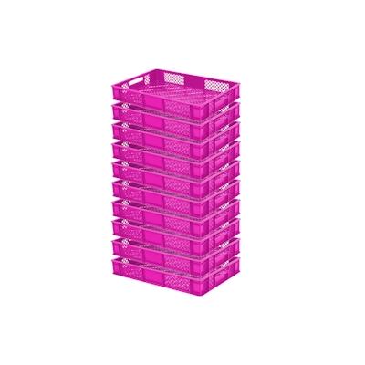 10 Bäckerkisten / Euroboxen, LxBxH 600 x 400 x 90 mm, lebensmittelecht, pink