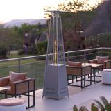 Flash Furniture Sol Stainless Steel Pyramid Outdoor Patio 42,000 BTU Propane Heater w/ Wheels for Commercial & Residential Use in Gray | Wayfair