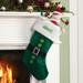 The Holiday Aisle® Elf Coat w/ Custom Name Stocking Cotton in Green | 19 H x 11 W in | Wayfair 191FC97A4920480C8819F143DB052723