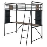 Trent Austin Design® Haxby Twin Platform Loft Bed w/ Built-in-Desk Wood in Black/Brown/Gray | 78 H x 57 W x 79 D in | Wayfair