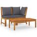 Ebern Designs 3 Piece Patio Lounge Set w/ Cushion Solid Acacia Wood in Gray/Brown | 31.89 H x 23.82 W x 23.82 D in | Wayfair