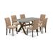 Red Barrel Studio® 6 - Person Acacia Solid Wood Dining Set Wood/Upholstered in Brown | 30 H in | Wayfair 661CD623979949A4B63D6D8DD9E72E27