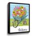 Winston Porter Welcome Wheelbarrow - Graphic Art on Canvas in Blue/Pink/Yellow | 24 H x 18 W x 2 D in | Wayfair C175A78E6296479CA28607BB3970608F