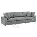 Ebern Designs Commix Down Filled Overstuffed Vegan Leather 3-Seater Sofa Faux Leather/Linen | 35 H x 119 W x 40 D in | Wayfair