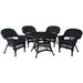 5Pc Espresso Wicker Dining Set - Black Cushions- Jeco Wholesale W00202D-A-G-FS017