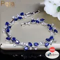Pera naturel Royal bijoux femmes couleur argent bleu foncé CZ cristal feuille chaîne maillons