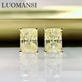 Luomansi-Boucles d'oreilles en argent regardé S925 pour femme rectangle scintillant blanc jaune