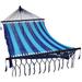 Sunnydaze American Deluxe-Style Mayan Hammock with Spreader Bars - Blue