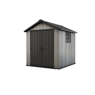 Keter Oakland 7.5x7 ft. Resin Outdoor Storage Shed With Floor for Patio Furniture and Tools