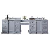 James Martin Vanities De Soto 118" Double Vanity Set with Makeup Table, Silver Gray