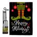 Ornament Collection Elf Happy Holidays 2-Sided Polyester 19 x 13 in. Flag Set in Black | 18.5 H x 13 W in | Wayfair OC-XM-GS-192307-IP-BO-D-US20-OC