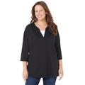 Plus Size Women's Suprema® Lace Trim Duet Top by Catherines in Black (Size 6X)