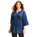 Plus Size Women's GEORGETTE PINTUCK BLOUSE by Catherines in Blue Dot (Size 3XWP)