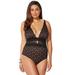 Plus Size Women's Lace Plunge One Piece Swimsuit by Swimsuits For All in Black Lace (Size 14)