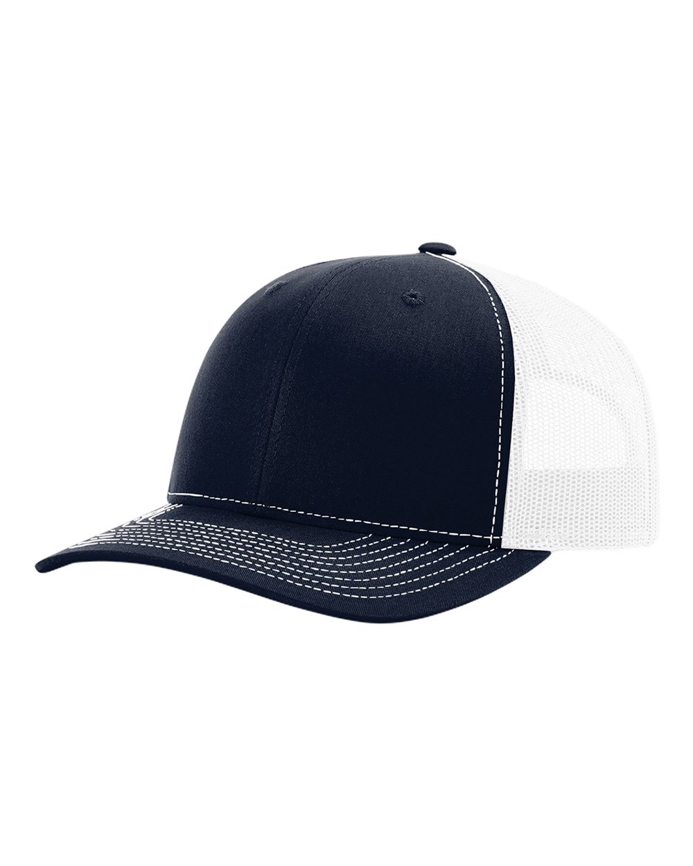 Richardson 112PL 112+ R-Flex Adjustable Trucker Cap in Navy Blue/White | 60/40 cotton/polyester
