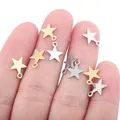 Breloques minuscules étoiles en acier inoxydable doré étoiles plates à cinq branches bracelet fin