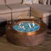 COSIEST Outdoor Round Propane Fire Pit w Wind Guard and Fire Glass