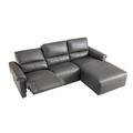 Gray Reclining Sectional - Latitude Run® Minnich 105" Wide Sofa & Chaise Leather Match/Genuine Leather | 39 H x 105 W x 40 D in | Wayfair